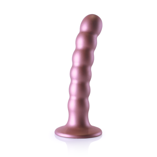 Beaded Silicone G-Spot Dildo - 5'' / 13 cm - Rose Gold | Ouch! by Shots
