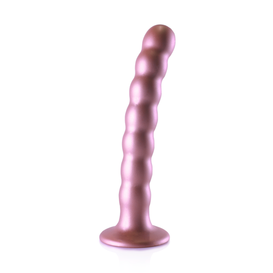 Beaded Silicone G-Spot Dildo - 6.5'' / 16,5 cm - Rose Gold | Ouch! by Shots