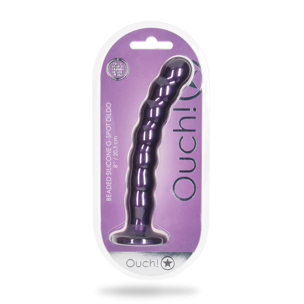 G-Punkt-Dildo aus Silikon mit Perlen – 8'' / 20,5 cm – Metallic-Lila | Autsch! von Shots