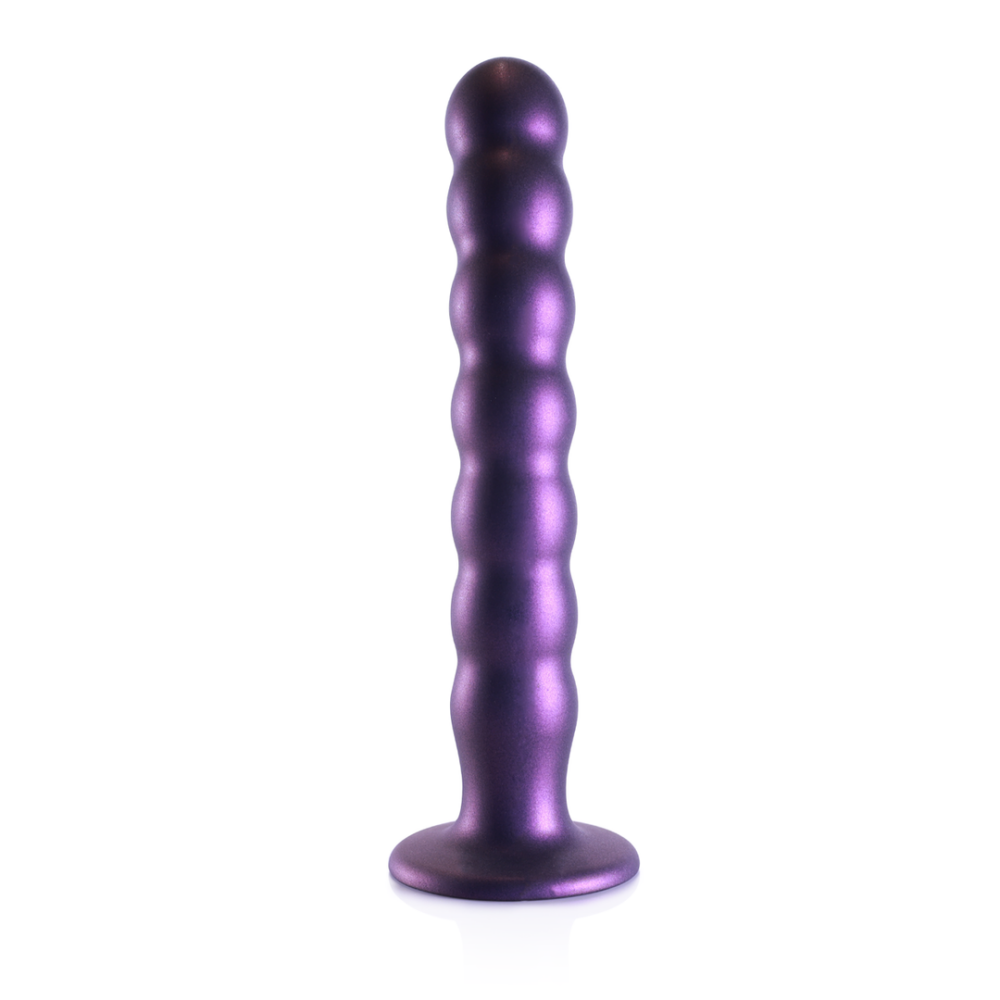 G-Punkt-Dildo aus Silikon mit Perlen – 8'' / 20,5 cm – Metallic-Lila | Autsch! von Shots