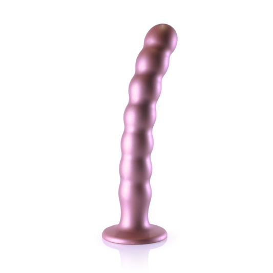 Beaded Silicone G-Spot Dildo - 8'' / 20,5 cm - Rose Gold | Ouch! by Shots