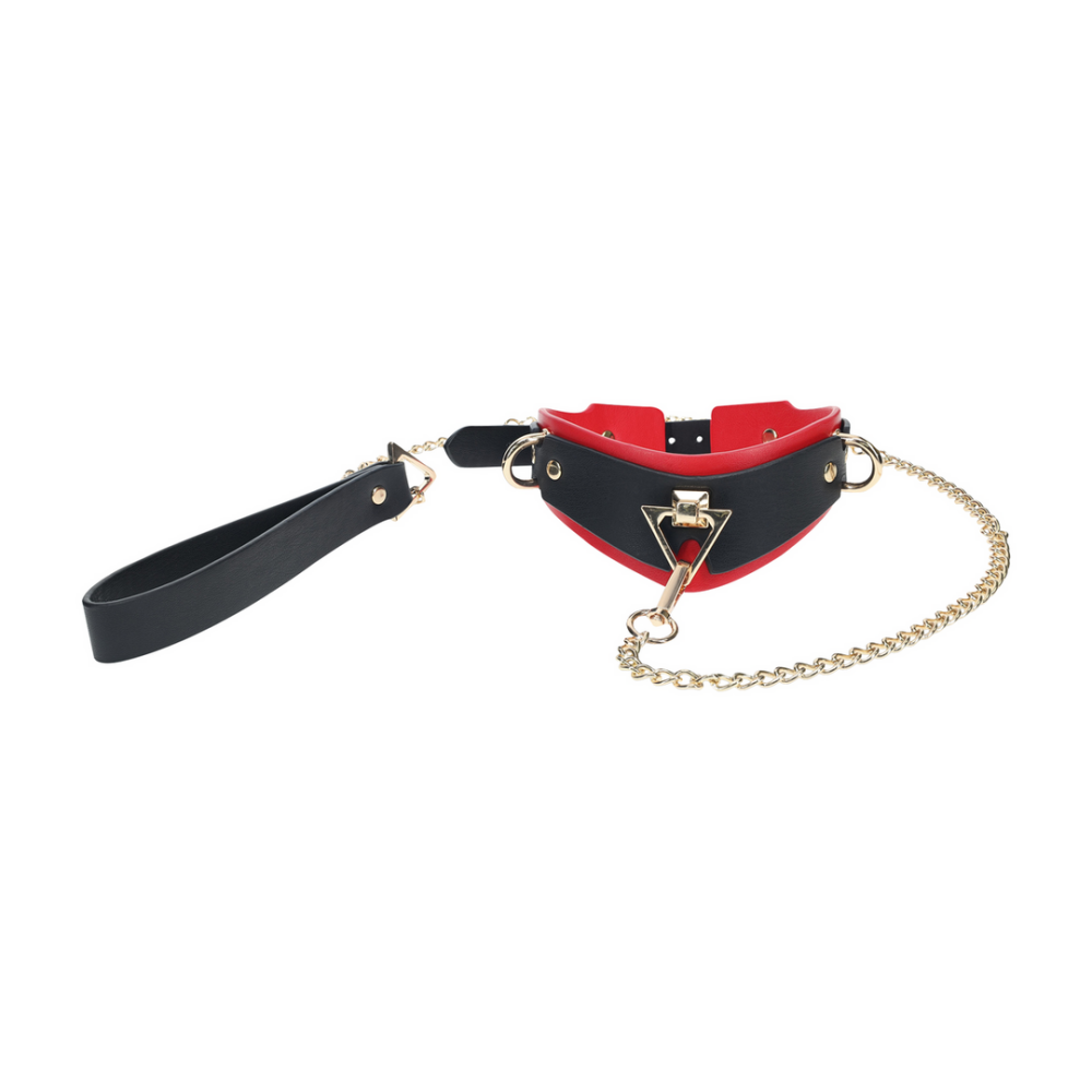 Milan Collectie - Halsband met Lijn - Zwart/Rood
