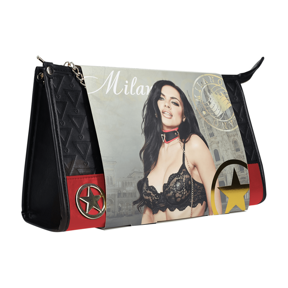 Milan Kit tas zwart rood met sensueel design, elegante tas voor spannende avonden