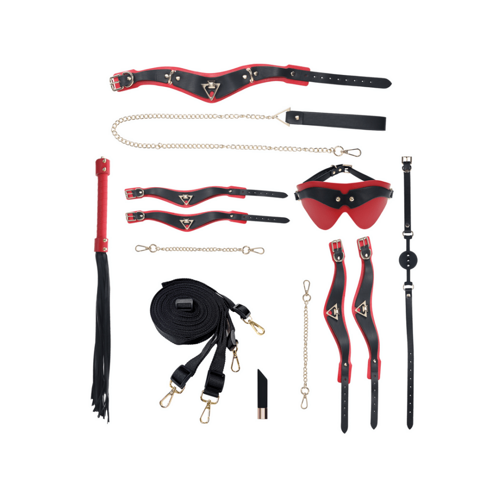 Detail van Milan Kit bondage accessoires in zwart rood, zorgvuldig en discreet verpakt