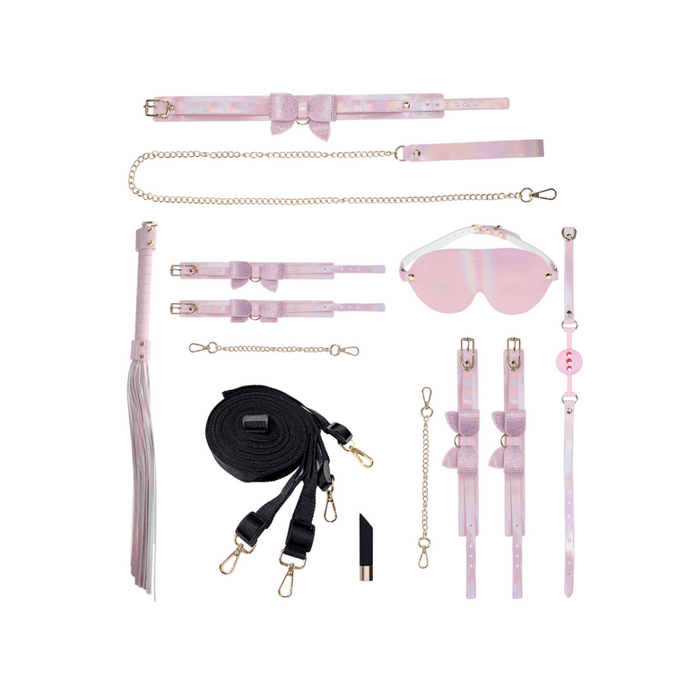 Paris Kit tas roze met complete bondage accessoires set, elegant en discreet verpakt voor intieme momenten