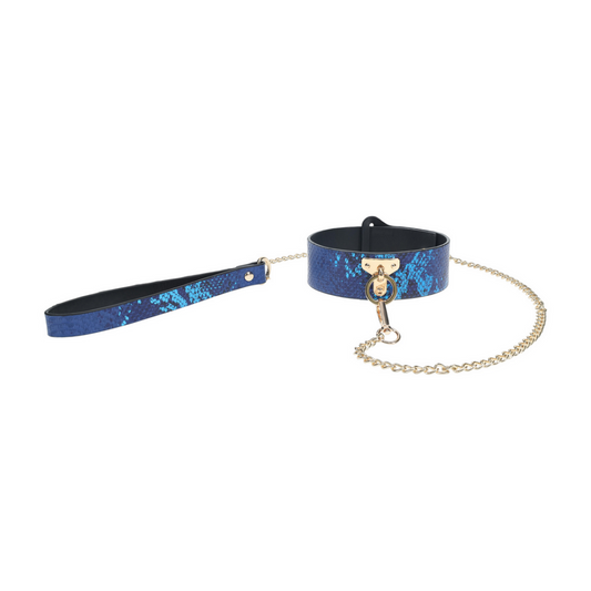 Florence Collectie - Halsband met Leash - Blauw