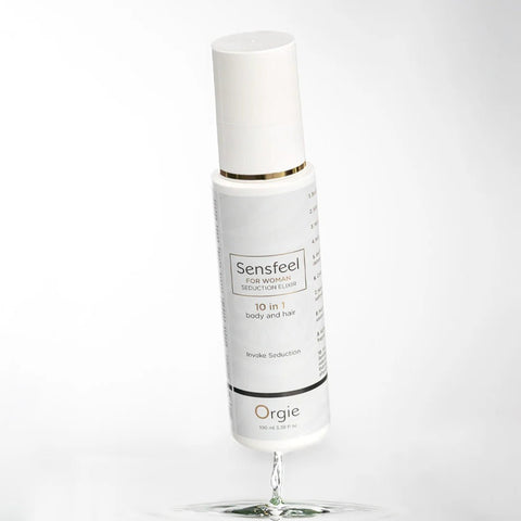 Orgie Sensfeel witte fles met typografische print – hair & body emulsion 100 ml