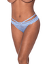 Magic Silk periwinkle kanten cheeky panty met peek a boo detail maat L/XL vooraanzicht op model
