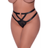 Magic Silk cheeky mesh panty luxe O-ring in maat 2X, zwarte lingerie slip met mesh voorkant en O-ring detail