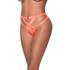 Magic Silk oranje mesh cheeky panty in maat L/XL met O-ring detail en gekruiste bandjes, frontaanzicht