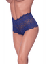 Magic Silk Kanten Boyshort met Split Kruis | maat S/M | Blueberry