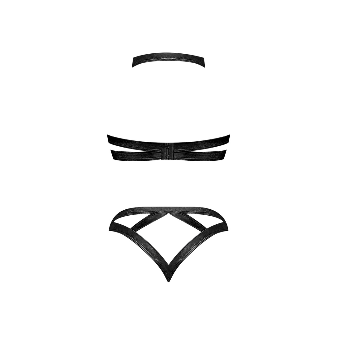 Concordia - Sexy Kunstleder-BH und Slip mit Nieten - 2X