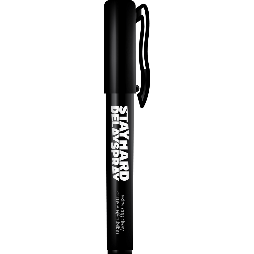 Pharmquests Stay Hard Delay Spray 6 ml, compacte zwarte delay spray voor extra controle en langduriger uithoudingsvermogen