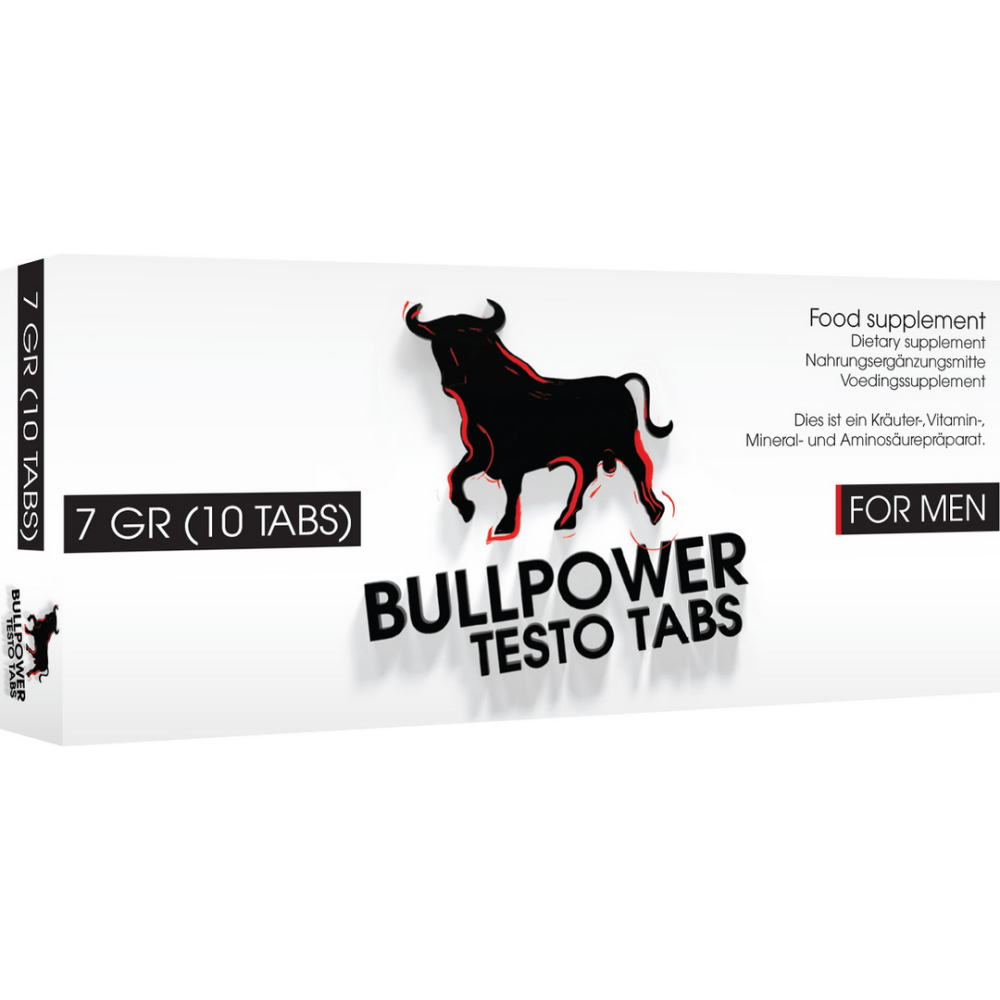 Pharmquests Bull Power Testo Tabs, verpakking met testosteron ondersteunende tabletten