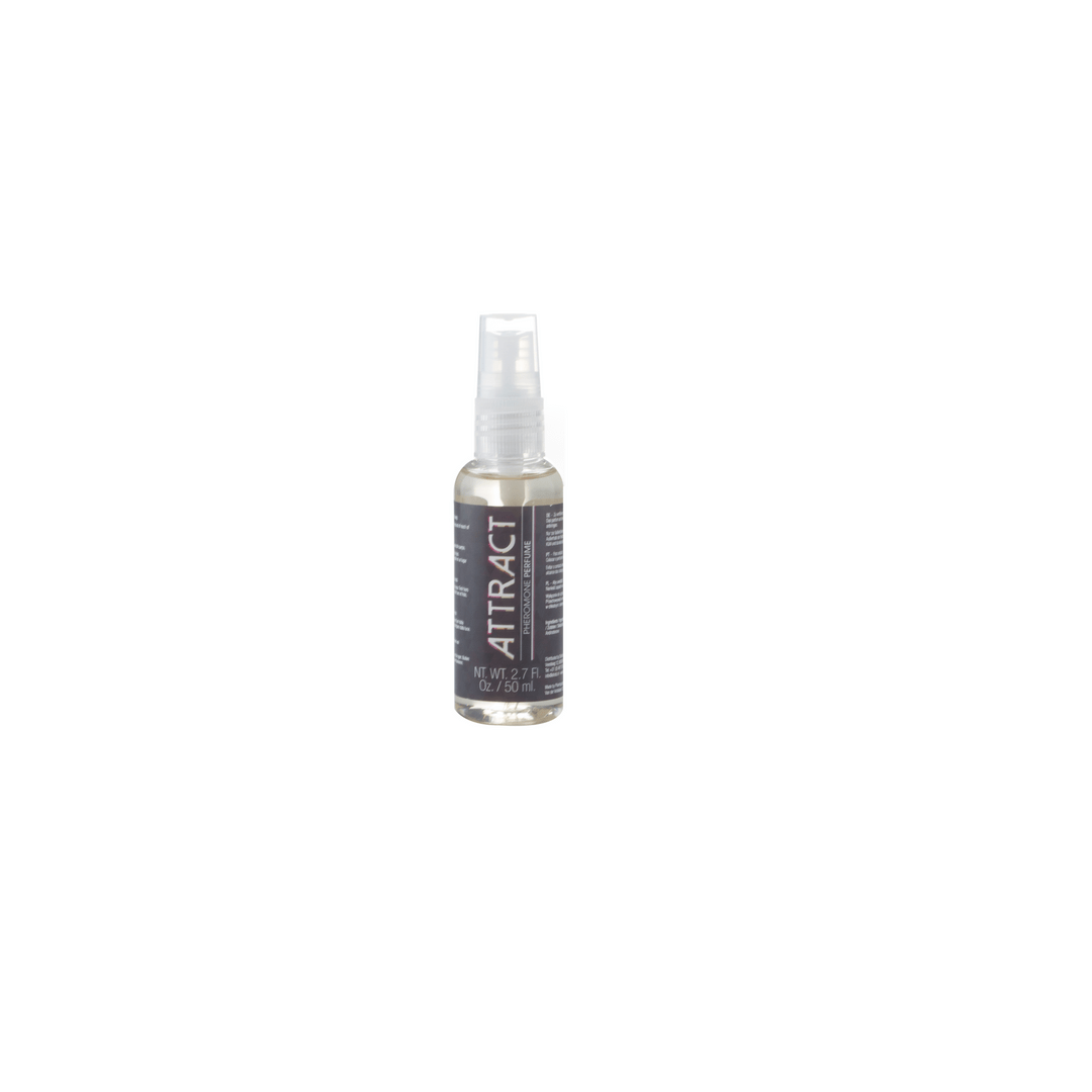 Pharmquests by Shots Pheromonen Spray Mannen 50 ml fles met zwarte dop en grijze verpakking, voorzijde