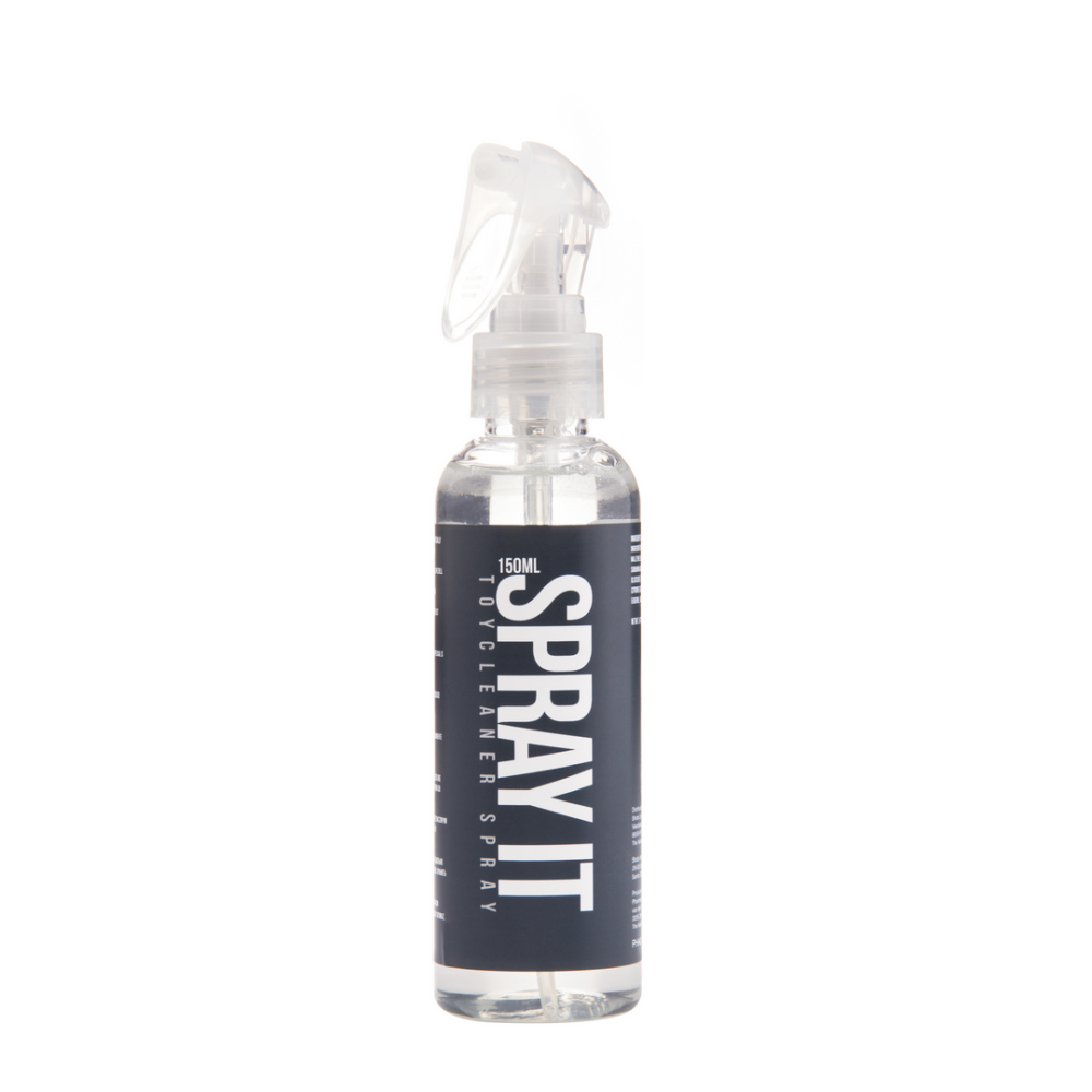 Sprayfles Pharmquests by Shots China Brush Toy Cleaner met zwarte opdruk en transparante dop, inhoud 150 ml
