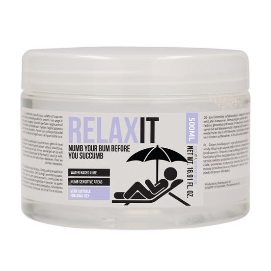 Pharmquests Relax It Gleitmittel 500 ml | Wasserbasiert &amp; latexfreundlich