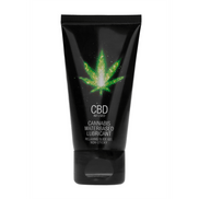 Zwarte Pharmquests CBD cannabis glijmiddel 50 ml tube met groene cannabisblad-opdruk