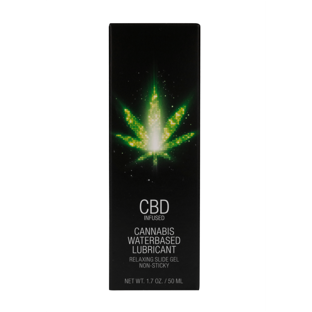 Voorzijde van Pharmquests CBD cannabis glijmiddel 50 ml tube rechtopstaand