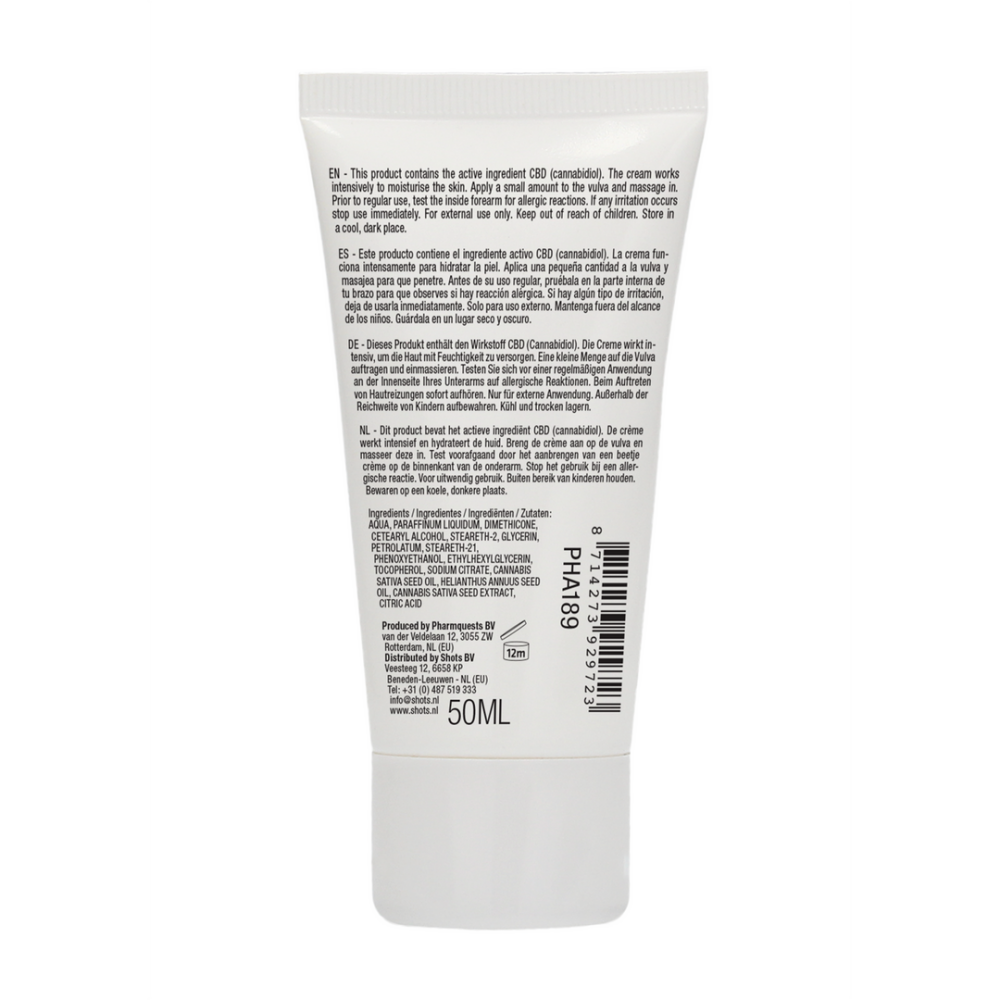 Pharmquests CBD Masturbatiecrème Voor Haar 50 ml, verpakking vooraanzicht