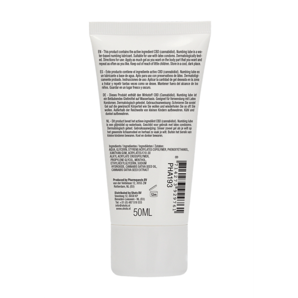 Pharmquests by Shots CBD lubricant numbing 50 ml water based