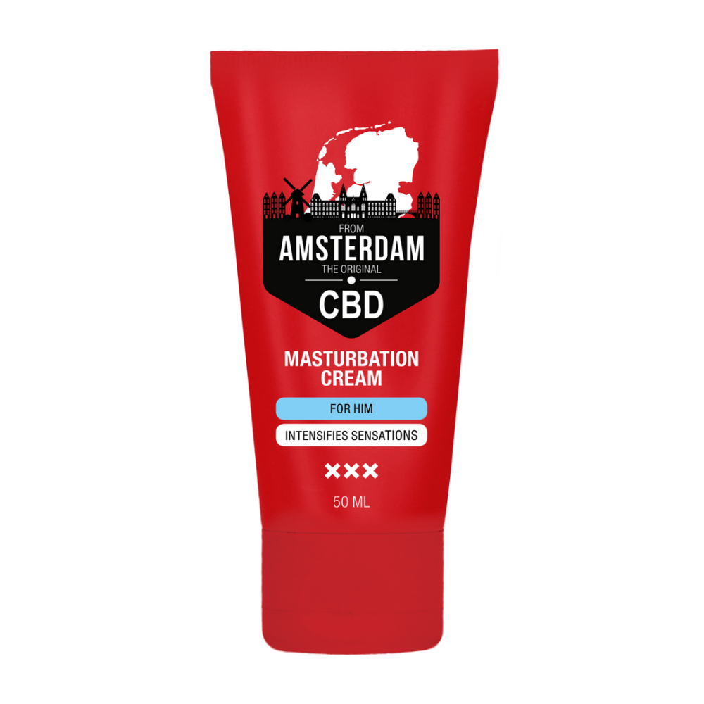 Pharmquests CBD Masturbeer Crème Voor Hem 50 ml, rode tube vooraanzicht