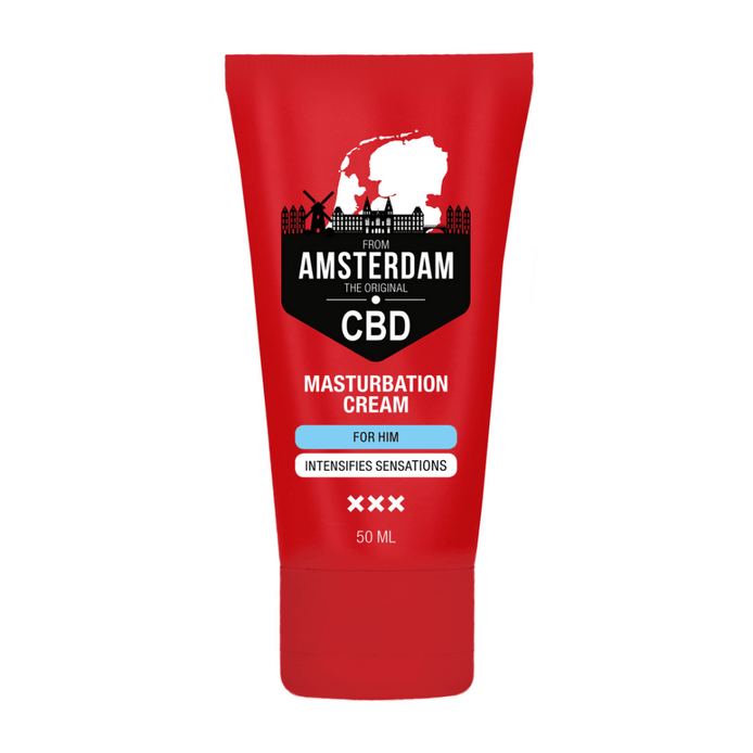 Pharmquests CBD Masturbeer Crème Voor Hem 50 ml, rode tube vooraanzicht
