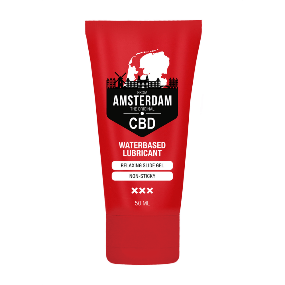 Pharmquests CBD Glijmiddel 50 ml, vooraanzicht rode tube