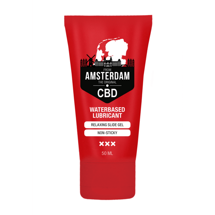 Pharmquests CBD Glijmiddel 50 ml, vooraanzicht rode tube