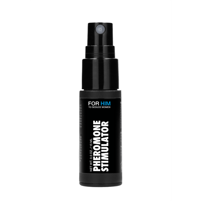Pharmquests pheromone spray voor hem 15 ml, zwarte flacon, vrijstaand productbeeld