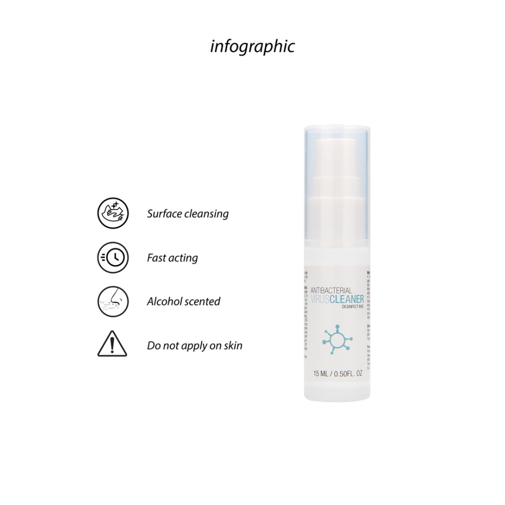 Achterzijde verpakking van Pharmquests Virus Cleaner 15 ml met productinformatie