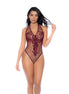 Bloemen Fishnet Bodysuit - One Size - Kers