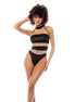 Mapalé halter bodysuit nude zwart in maat L, vooraanzicht op witte achtergrond, bandjes en cut-out details