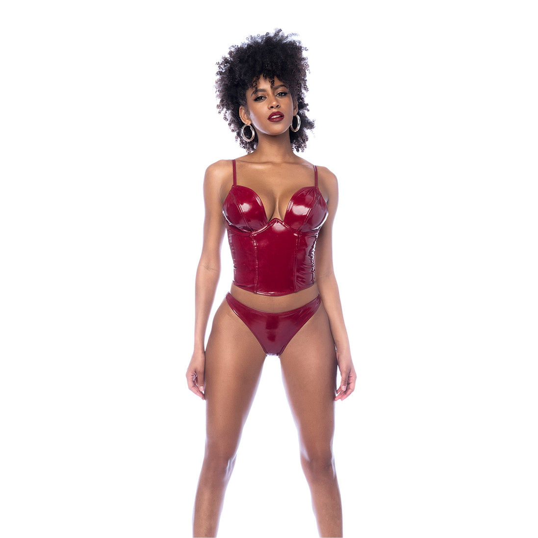 Mapalé Bustier-Set, Wetlook, Weinrot, Größe L