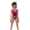 Mapalé bustier set wetlook wijnrood maat S, vooraanzicht op witte achtergrond, 2-delige lingerie set