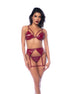 Mapalé 3-teiliges BH-Set mit Strumpfhaltern, Wetlook, Weinrot, Größe XL