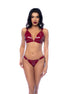 Mapalé wetlook lingerie set wijnrood in maat M, vooraanzicht op witte achtergrond, 2-delige bh set met string