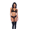 Mapalé Rock Star bralette set wetlook zwart in maat S/M, front, sheer mesh top met bandjes en hoge laarzen