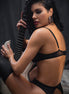 Mapalé Rock Star bralette set wetlook zwart in maat S/M, close-up, sheer mesh bralette met bandjes en glanzende details