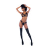 Mapalé Rock Star tweedelige set maat S/M, sheer mesh en wetlook, vooraanzicht op model met kousen