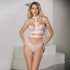 Allure Venus Lace teddy roze, maat L, vooraanzicht, kanten body met bandjesdetail en uitgesneden taille