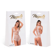 Mapalé Babydoll Romper met Wimperkant verpakking, wit maat L/XL, productdoos voor en achterzijde