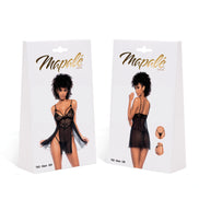 Verpakking Mapalé Floral Lace babydoll zwart, maat S/M, productdoos met model en productfoto