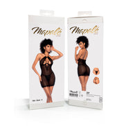 Mapalé Eyelash Lace Babydoll zwart, verpakking, productbox met model en stijlnaam