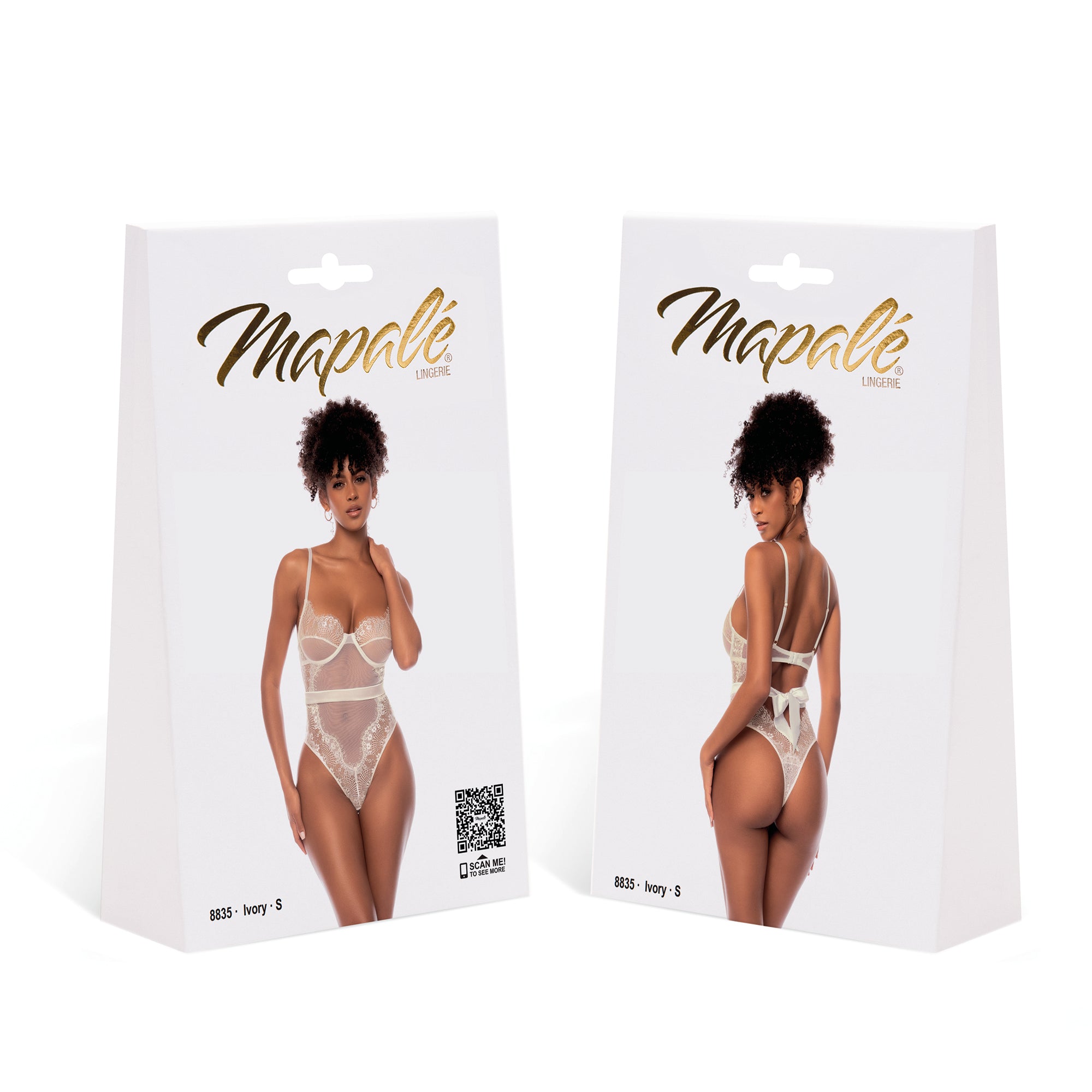 Mapalé kant mesh teddy ivoor maat L, productverpakking met voor- en achterzijde duidelijk zichtbaar