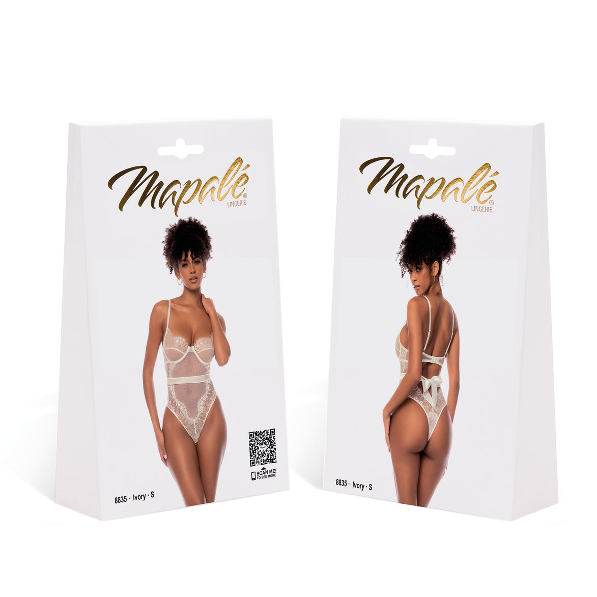 Mapalé kant mesh teddy ivoor maat M, productverpakking met voor- en achterzijde duidelijk zichtbaar