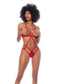 Mapalé Heart Harnas teddy rood in maat L/XL, front, hartvormige cups, bandjes over buik en hoge beenuitsnede