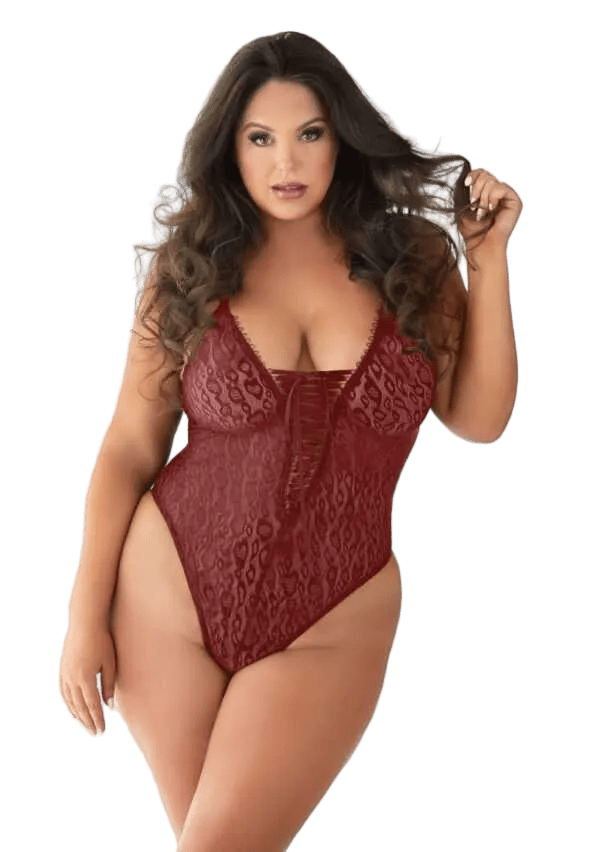 Allure Leopard Lace-Up Teddy Burgundy