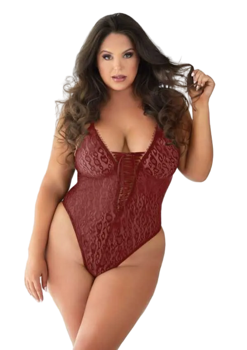 Allure Leopard Lace-Up Teddy Burgundy