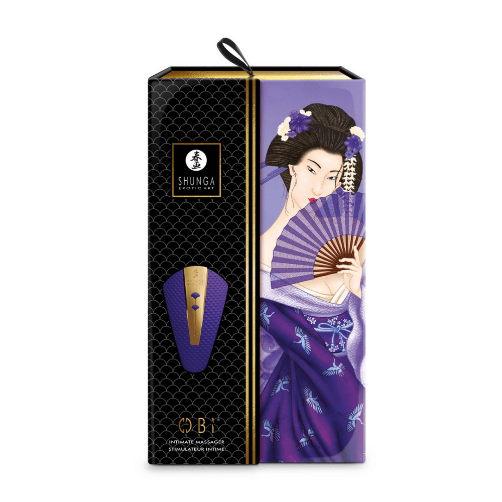 Verpakking Shunga OBI clitorale stimulator paars, premium vibrator met luxe uitstraling
